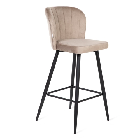 Scaun de bar Hana, Homla, 52x44x99 cm, MDF/metal/catifea din poliester, bej