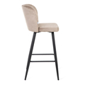 Scaun de bar Hana, Homla, 52x44x99 cm, MDF/metal/catifea din poliester, bej