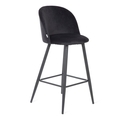 Scaun de bar Inu, Homla, 48x43x99 cm, MDF/metal/catifea din poliester, negru