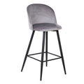 Scaun de bar Inu, Homla, 48x43x99 cm, MDF/metal/catifea din poliester, gri