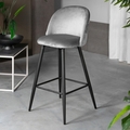 Scaun de bar Inu, Homla, 48x43x99 cm, MDF/metal/catifea din poliester, gri