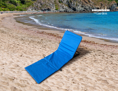 Covoras pliabil pentru plaja Heinner, 141x45x51 cm, otel/textil, albastru