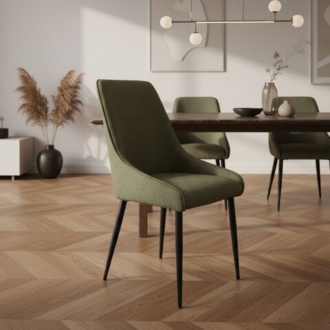 Scaun Sabor, Homla, 52x52x93.5 cm, metal/MDF/poliester, verde