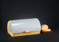 Cutie pentru paine cu capac metalic Natural, Ambition, 39x28x18.5 cm, bambus/metal, natur/gri