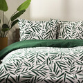 Lenjerie de pat dubla B2 Foglie Essentials, Homla, 160x200 cm, 3 piese, bumbac, verde/alb