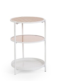 Alb;Natural, Masuta cu 3 rafturi