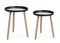 Set 2 masute de cafea Edvard, Bizzotto, 35.5x44 cm/40x51 cm, lemn de cauciuc/otel, blat din oglinda, negru