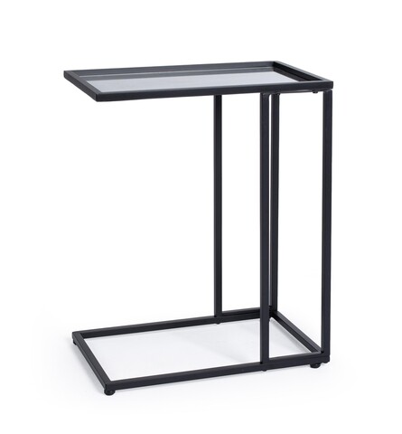 Masuta de cafea Niklas, Bizzotto, 48x30x60 cm, otel/sticla, negru