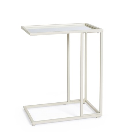 Masuta de cafea Niklas, Bizzotto, 48x30x60 cm, otel/sticla, ivoriu