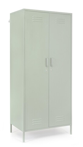 Dulap cu 2 usi Cambridge, Bizzotto, 2 rafturi reglabile, 80x50x185 cm, otel, verde sage