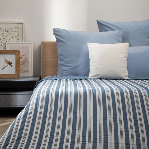 Cuvertura de pat Modern Hamptons, Homla, 200x220 cm, poliester, alb/albastru