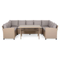 Set coltar de gradina/terasa 6 piese, cu spatiu de depozitare Baxter, 120x82x67 cm/ 165x67x73 cm, otel/poliester, natur/bej