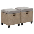 Set coltar de gradina/terasa 6 piese, cu spatiu de depozitare Baxter, 120x82x67 cm/ 165x67x73 cm, otel/poliester, natur/bej