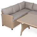 Set coltar de gradina/terasa 6 piese, cu spatiu de depozitare Baxter, 120x82x67 cm/ 165x67x73 cm, otel/poliester, natur/bej
