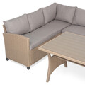 Set coltar de gradina/terasa 6 piese, cu spatiu de depozitare Baxter, 120x82x67 cm/ 165x67x73 cm, otel/poliester, natur/bej