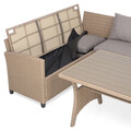 Set coltar de gradina/terasa 6 piese, cu spatiu de depozitare Baxter, 120x82x67 cm/ 165x67x73 cm, otel/poliester, natur/bej