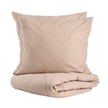 Lenjerie de pat King Size, Gossy, Homla, 3 piese, 200x220 cm, bumbac, bej