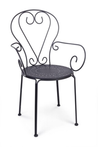 Scaun pentru gradina Etienne, Bizzotto, 49x49x89 cm, otel, invelis e-coating, finisaj mat, gri carbune