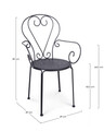 Scaun pentru gradina Etienne, Bizzotto, 49x49x89 cm, otel, invelis e-coating, finisaj mat, gri carbune