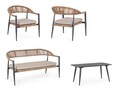 Set mobilier pentru gradina/terasa 4 piese Jandia, Bizzotto, aluminiu/poliester impermeabil, antracit/natural