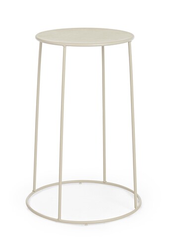 Masuta de cafea pentru gradina/terasa Austin, Bizzotto, D35x63 cm, otel, invelis e-coating, finisaj mat, crem