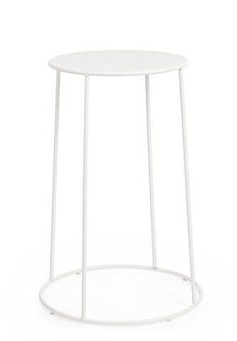 Masuta de cafea pentru gradina/terasa Austin, Bizzotto, D35x63 cm, otel, invelis e-coating, finisaj mat, alb