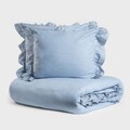 Lenjerie de pat King Size, Morain, Homla, 3 piese, 200x220 cm, microfibra din poliester, albastru