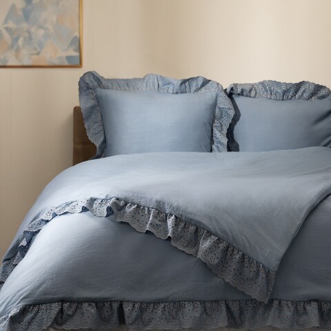Lenjerie de pat pentru o persoana Morain, Homla, 2 piese, 140x200 cm, microfibra din poliester, albastru