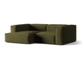 Coltar modular stanga 3 locuri, Nuria-88, Micadoni Home, 252x147x72 cm, catifea, verde moss melange