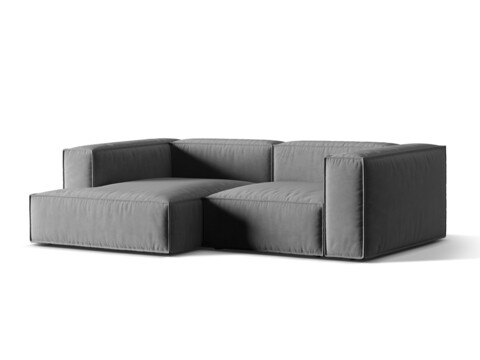 Coltar modular stanga 3 locuri, Nuria-88, Micadoni Home, 252x147x72 cm, catifea, gri