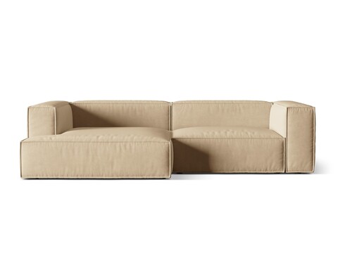Coltar modular stanga 4 locuri, Nuria-88, Micadoni Home, 292x147x72 cm, catifea, bej nude