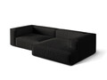 Coltar modular dreapta 4 locuri, Nuria-215, Micadoni Home, 292x147x72 cm, tesatura structurata chenille, negru