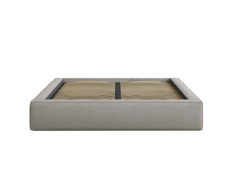 Pat tapitat cu somiera rabatabila si lada depozitare, 160x200 cm, Micadoni Home, Simon-206, tesatura boucle, gri deschis