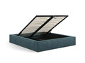 Pat tapitat cu somiera rabatabila si lada depozitare, 200x200 cm, Micadoni Home, Simon-201, tesatura structurata chenille, verde albastrui melange