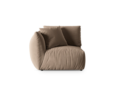 Modul stanga pentru canapea, 1 loc, Chris-184, Micadoni Home, 110x100x80 cm, catifea, maro deschis