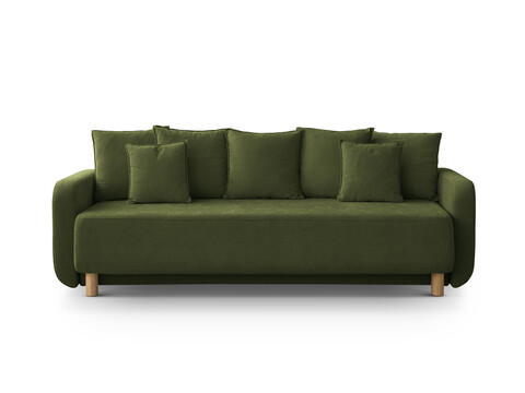 Canapea extensibila 3 locuri, cu lada depozitare, Elen-211, Micadoni Home, 231x106x86 cm, tesatura structurata chenille, verde