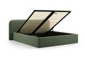 Pat tapitat cu somiera rabatabila si lada depozitare, 140x200 cm, Micadoni Home, Elizabeth-261, catifea, verde moss