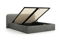 Pat tapitat cu somiera rabatabila si lada depozitare, 160x200 cm, Micadoni Home, Elizabeth-260, tesatura boucle, grafit