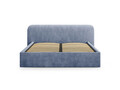 Pat tapitat cu somiera rabatabila si lada depozitare, 180x200 cm, Micadoni Home, Elizabeth-68, tesatura structurata chenille, albastru inchis