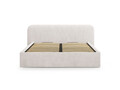 Pat tapitat cu somiera rabatabila si lada depozitare, 200x200 cm, Micadoni Home, Elizabeth-68, tesatura structurata chenille, alb