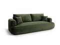 Canapea extensibila 3 locuri, Ella-120, Micadoni Home, 253x108x94 cm, catifea, verde