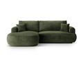 Coltar extensibil stanga 5 locuri, modular, cu lada depozitare, Ella, Micadoni Home, 271x174x94 cm, catifea, verde