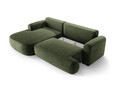 Coltar extensibil stanga 5 locuri, modular, cu lada depozitare, Ella, Micadoni Home, 271x174x94 cm, catifea, verde