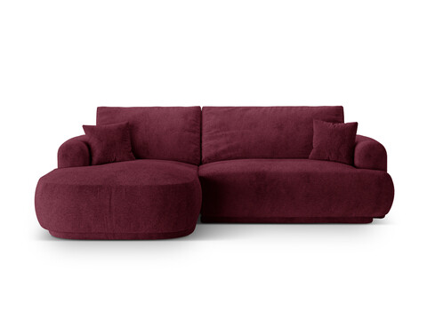Coltar extensibil stanga 5 locuri, modular, cu lada depozitare, Ella, Micadoni Home, 271x174x94 cm, tesatura structurata chenille, bordo