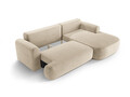 Coltar extensibil dreapta 5 locuri, modular, cu lada depozitare, Ella, Micadoni Home, 271x174x94 cm, catifea, bej deschis
