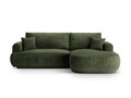 Coltar extensibil dreapta 5 locuri, modular, cu lada depozitare, Ella, Micadoni Home, 271x174x94 cm, catifea, verde