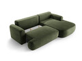 Coltar extensibil dreapta 5 locuri, modular, cu lada depozitare, Ella, Micadoni Home, 271x174x94 cm, catifea, verde
