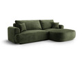 Coltar extensibil dreapta 5 locuri, modular, cu lada depozitare, Ella, Micadoni Home, 271x174x94 cm, catifea, verde
