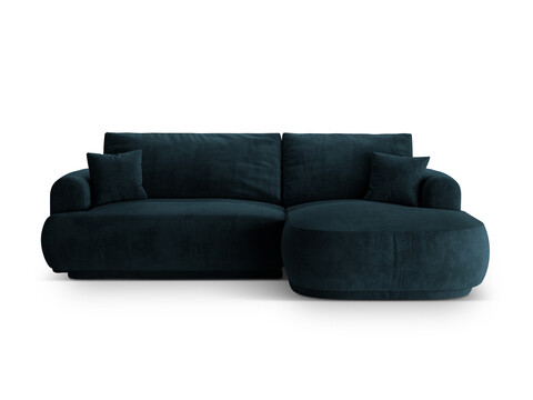 Coltar extensibil dreapta 5 locuri, modular, cu lada depozitare, Ella, Micadoni Home, 271x174x94 cm, catifea, petrol inchis