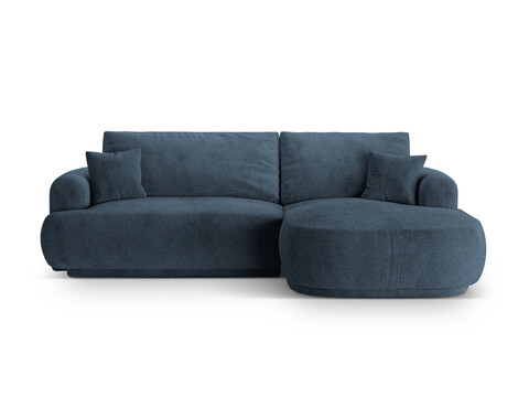 Coltar extensibil dreapta 5 locuri, modular, cu lada depozitare, Ella, Micadoni Home, 271x174x94 cm, tesatura structurata chenille, albastru inchis